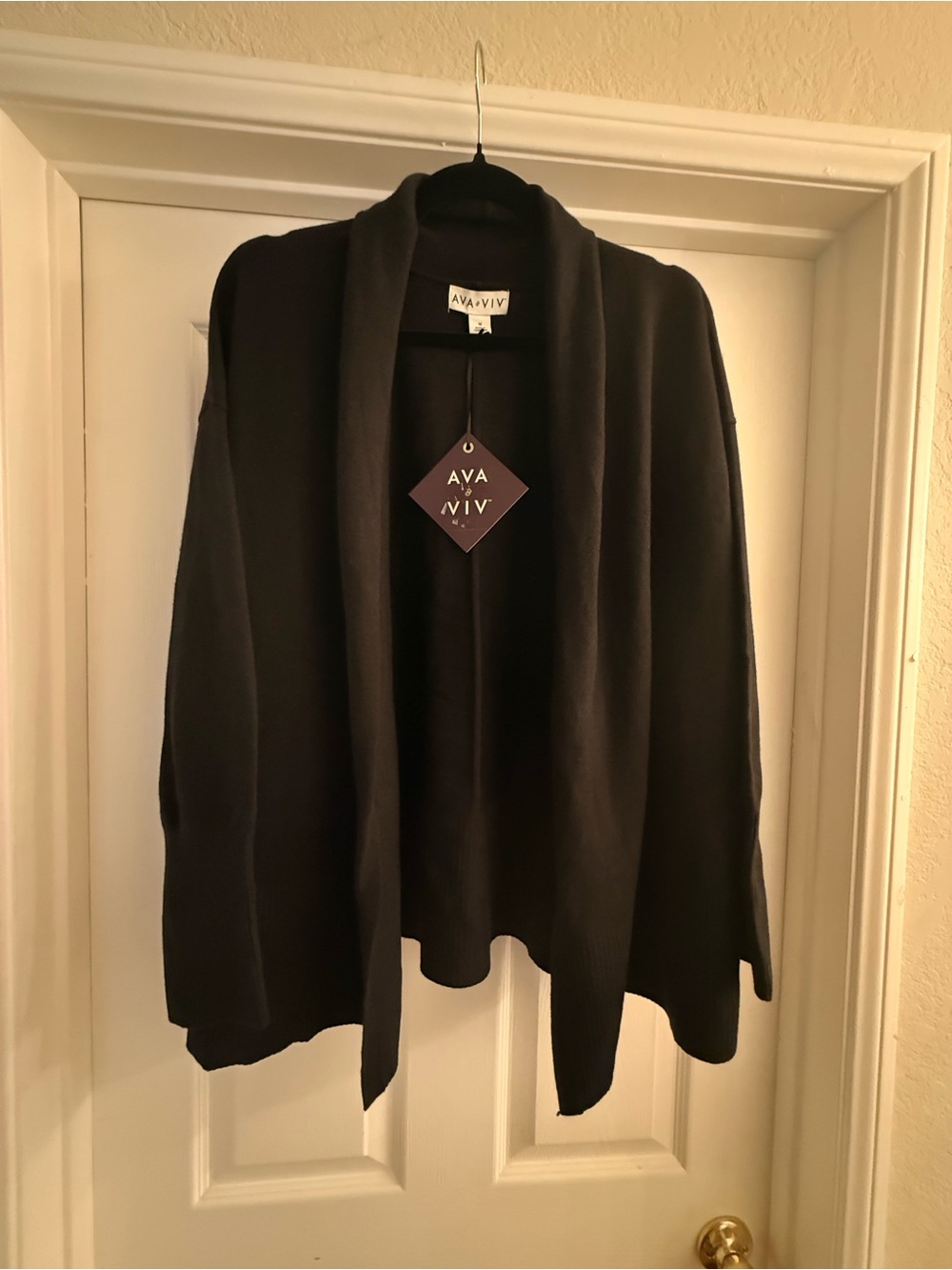 Ava & Viv Black Open-Front Cardigan